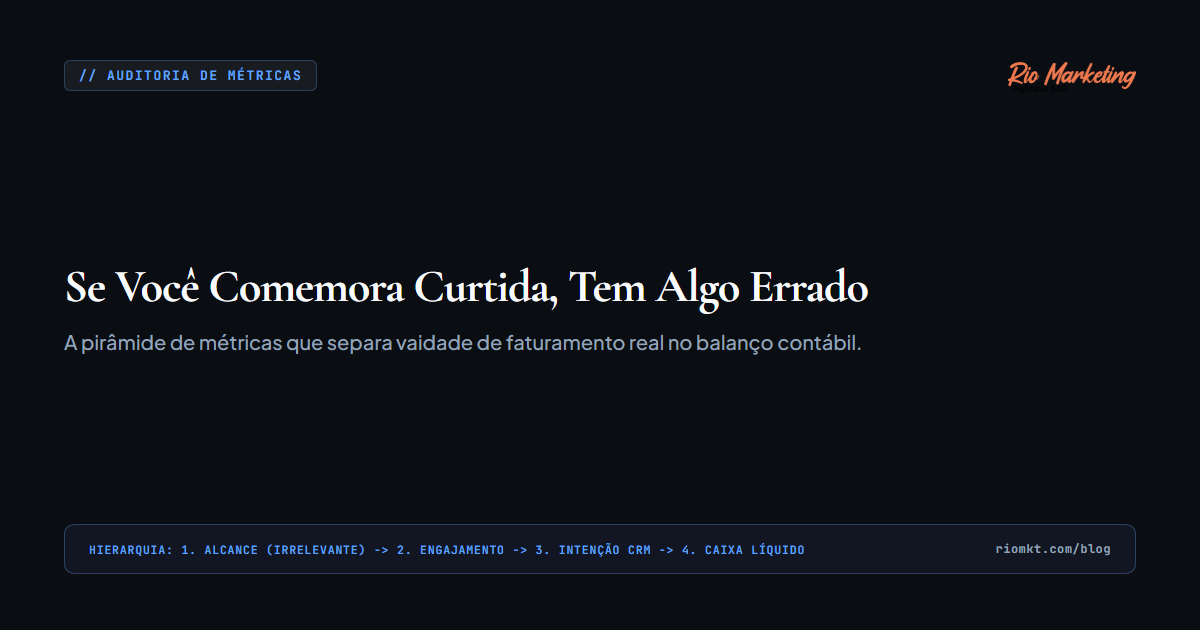 Se Você Comemora Curtida, Tem Algo Errado: A Pirâmide de Métricas que Separa Vaidade de Faturamento Real